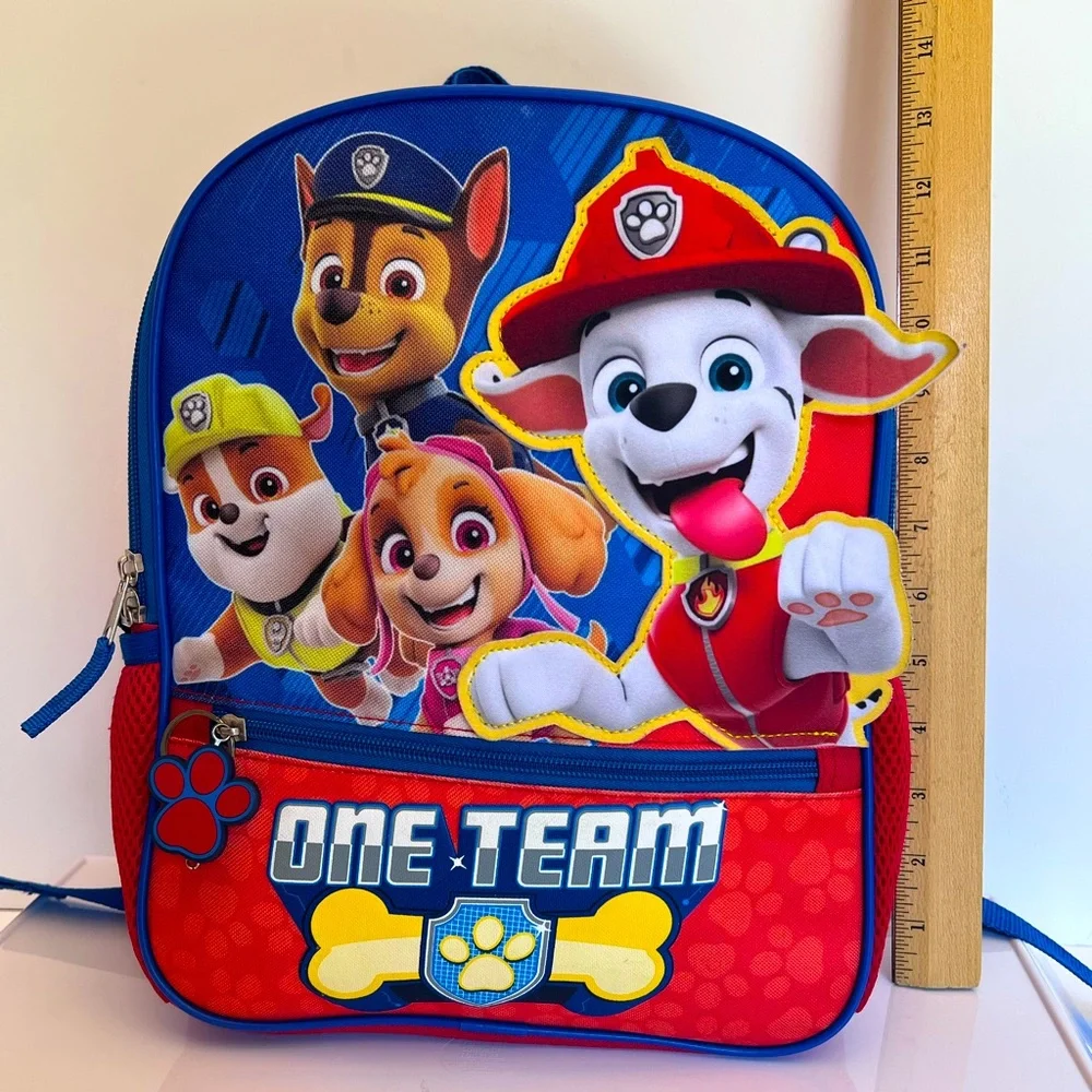 Multicolored Backpack Featuring Paw Patrol Characters with Two Zippered Sections